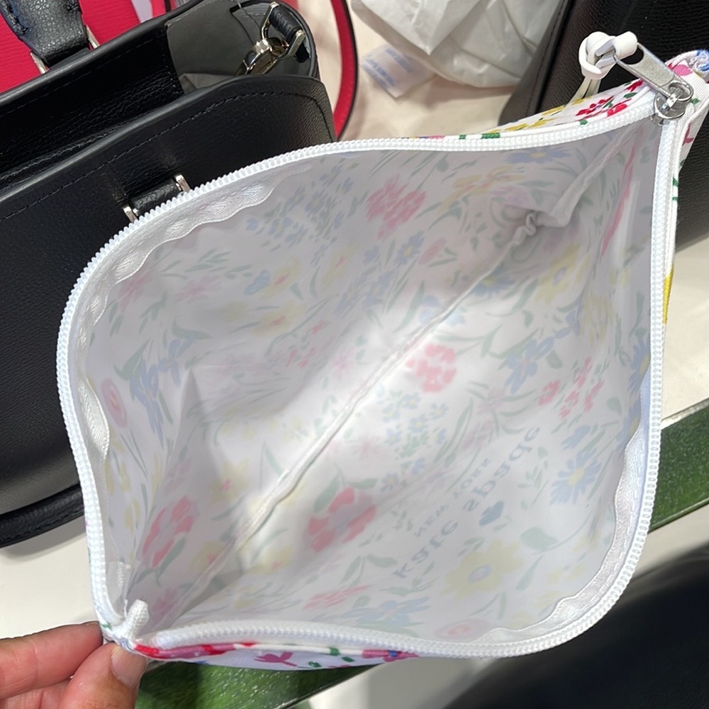Kate Spade Large Canvas Floral Print Zip Pouch - Picture 14 of 16